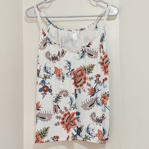 Airy Floral White Tank Top Small